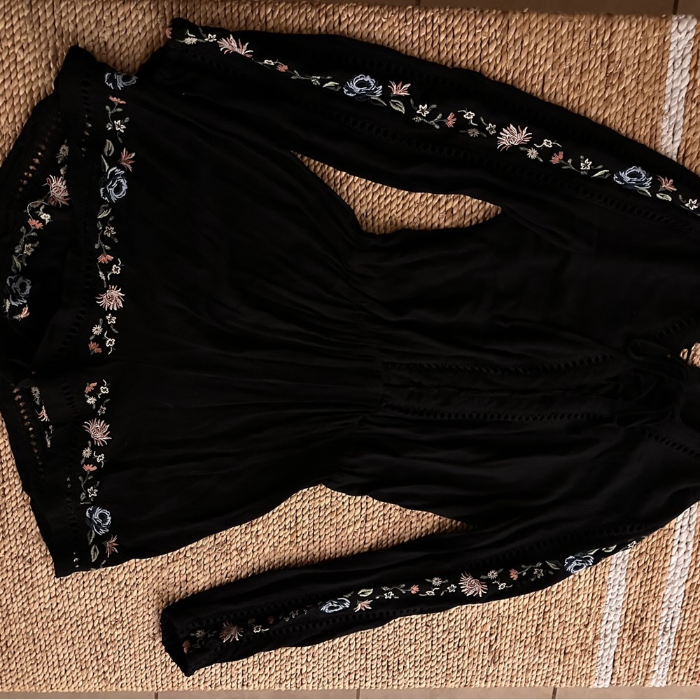 Kendall & Kylie Black Floral Embroidered Jumpsuit